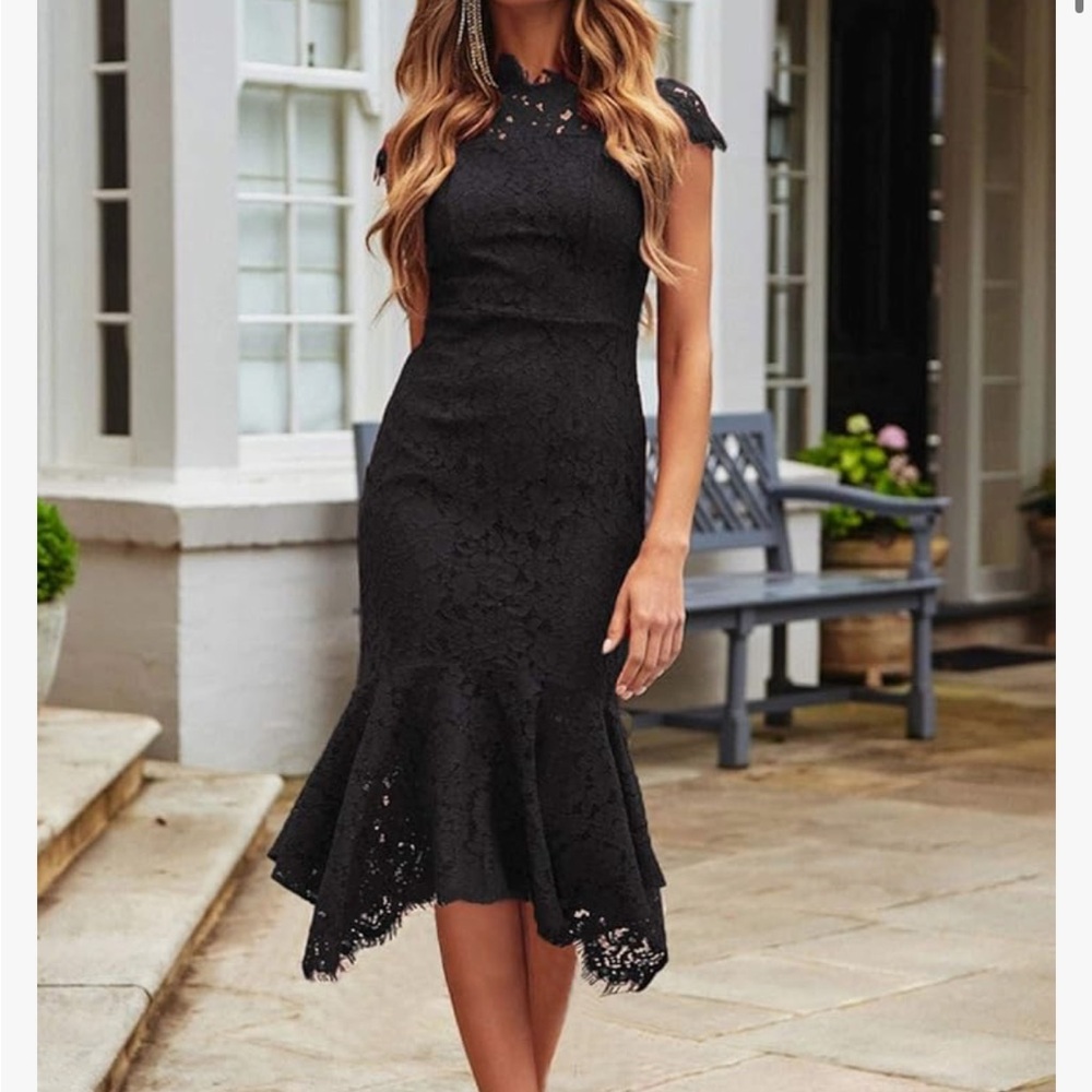 ZESICA Women's Retro Lace Floral Sleeveless High Neck Mermaid Cocktail Dress